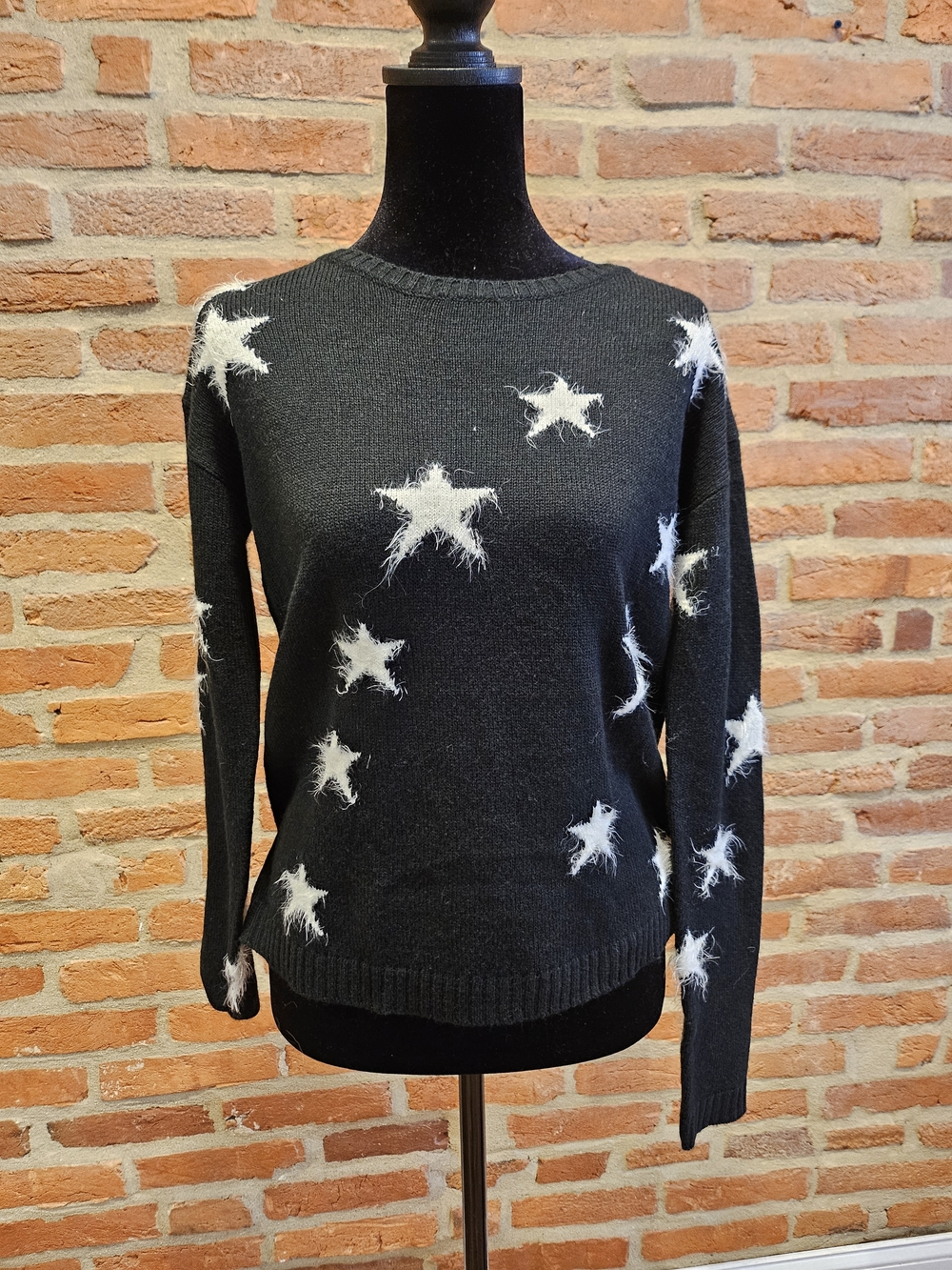 Aeropostale Black Crewneck Sweater with White Star Accents